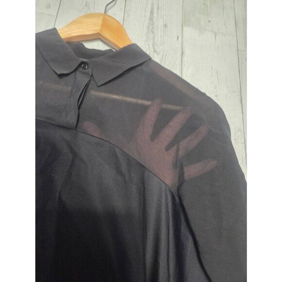 COS Sheer Yoke Minimialist Shirt Dress Black Sz. 6 - Picture 6 of 7